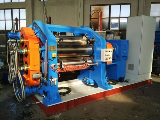 Harga yang pantas 200 derajat Precision Control Electric 3 Roller Rubber Calender Machine Untuk Produksi Lembaran Karet on line
