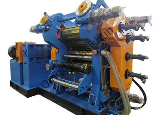 Kalender karet PLC 4-roller dengan kontrol tepat ketebalan bahan karet dan sistem pendinginan yang stabil