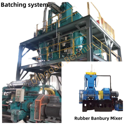 80L Volume Kerja Jatuh Tipe Karet Banbury Mixer Mengadopsi Sistem Batching Otomatis