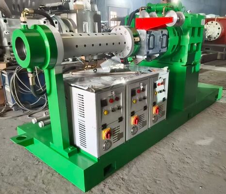 Kualitas 120mm Screw Diameter Cold-Feed Pin Barrel Rubber Extruder Machine dengan Kapasitas Produksi 60-150kg/jam pabrik